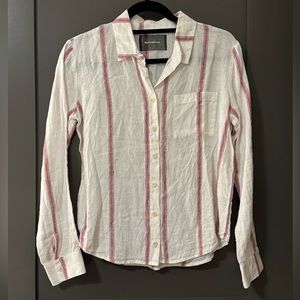 Reformation Striped Linen Button-Down Shirt XS